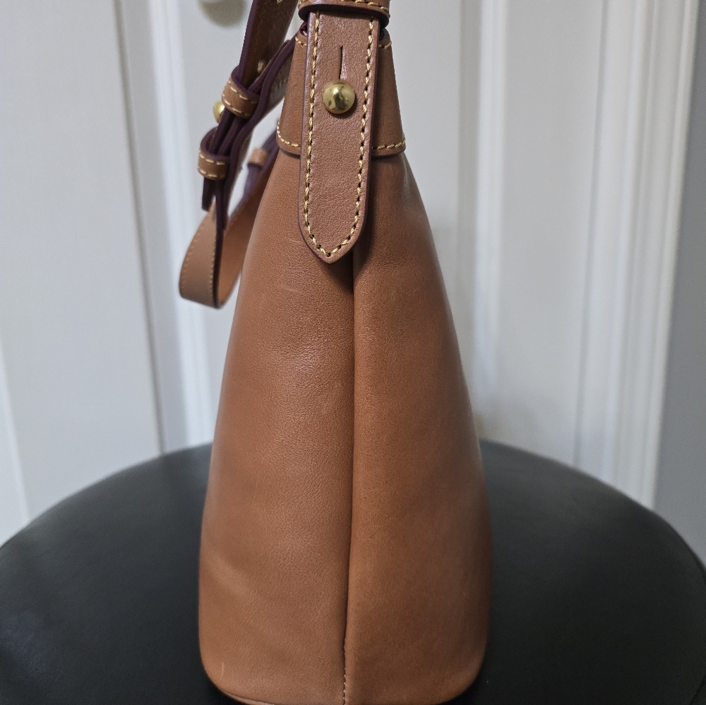 Dooney & Bourke Brown Leather Shoulder Bag - Picture 4 of 11